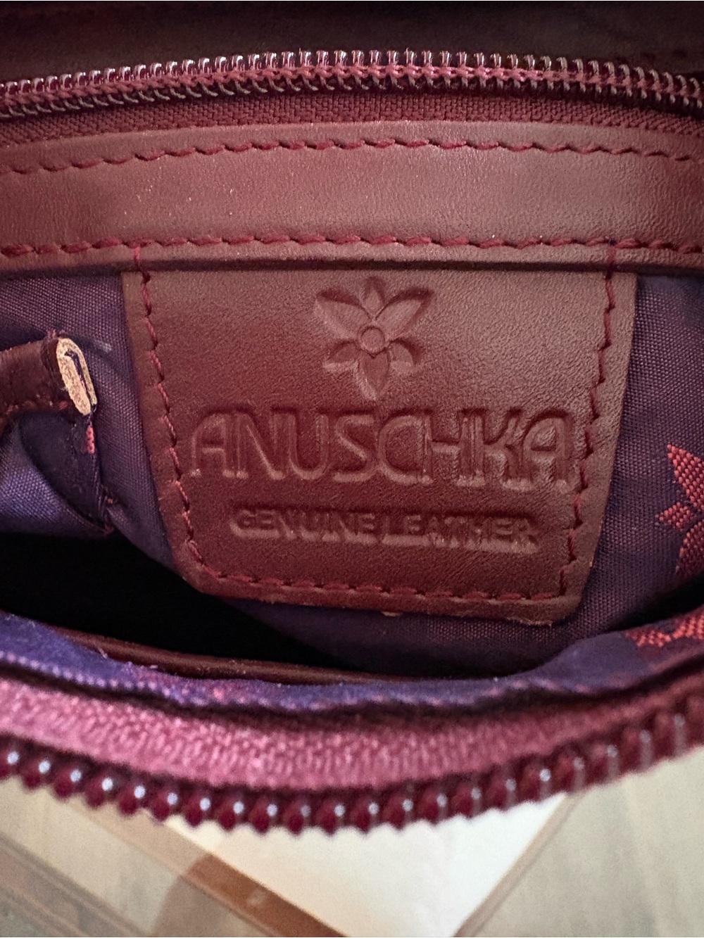 š¤š¤ANUSCHKA CLASSIC HAND PAINTED LEATHER HOBO SHOULDER BAG! š¤š¤ - Picture 7 of 8
